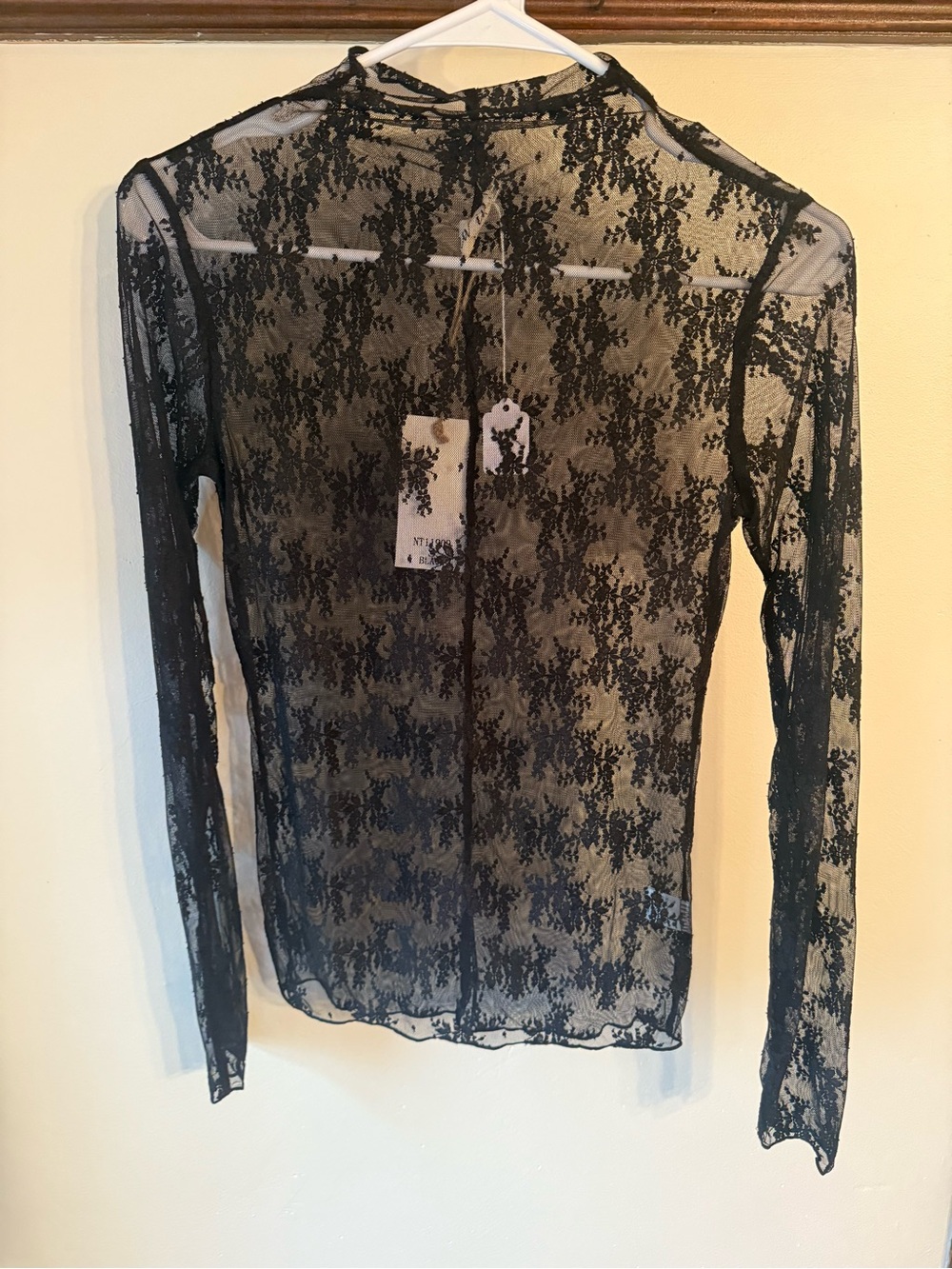 NWT Black Mesh Mock Neck Top